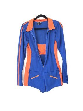 Leg Avenue NBA NY Knicks Cheerleader Romper Outfit Long Sleeve Zip Up Size L